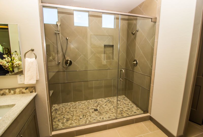 Corner Shower with Large Tiles